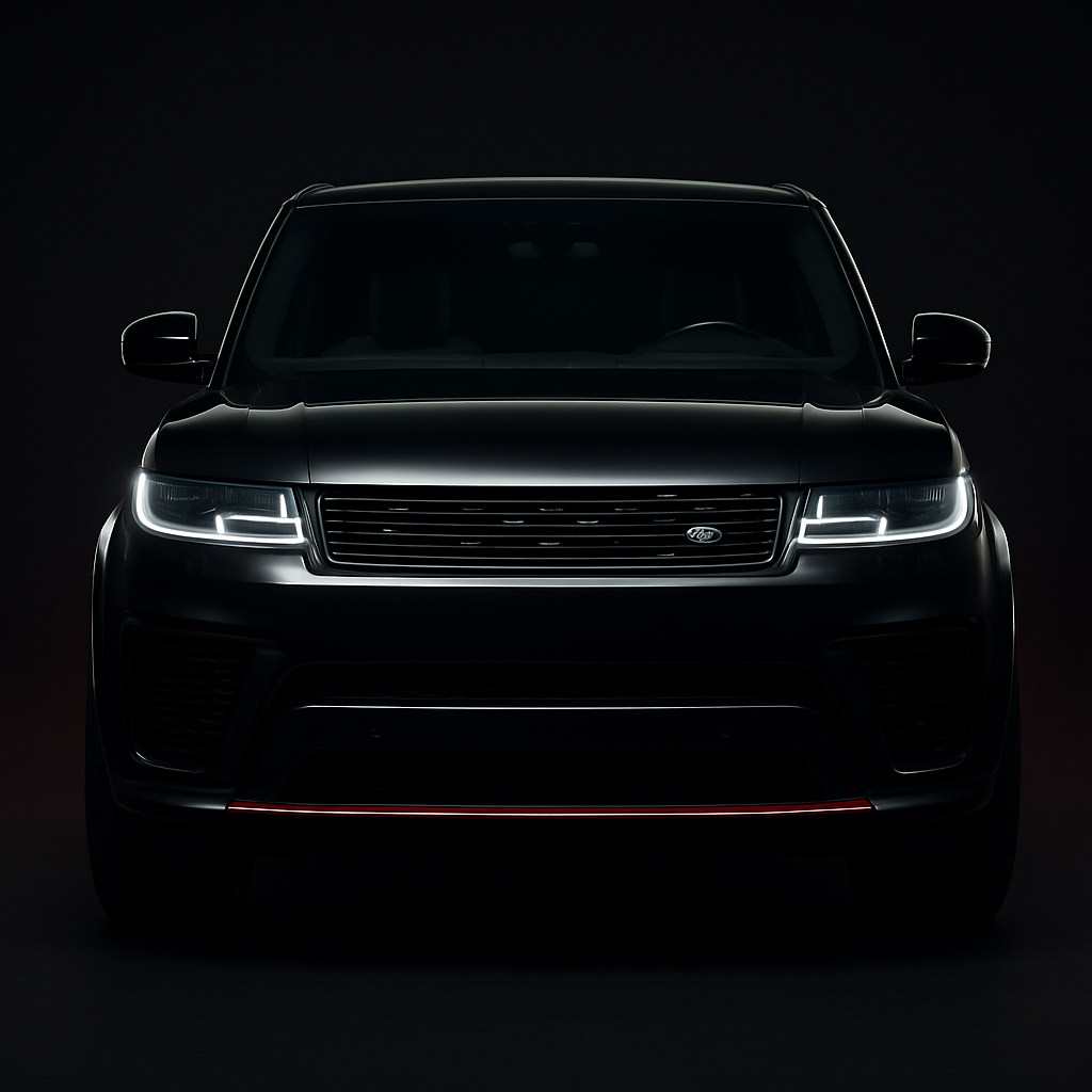 Glossy black luxury SUV facing forward