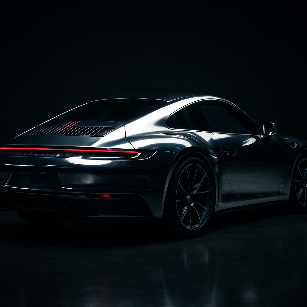 Chrome silver wrapped Porsche 911 with reflective finish