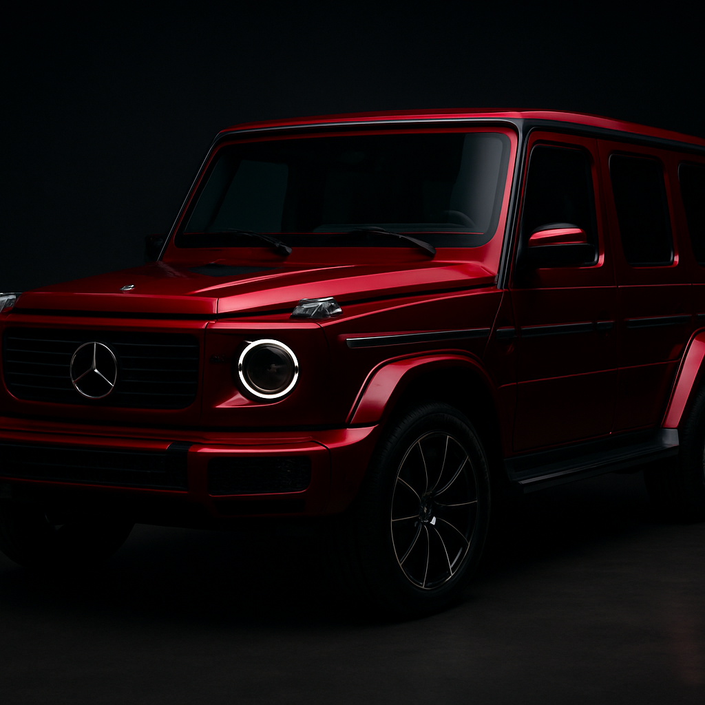 Glossy red wrapped Mercedes G-Wagon SUV